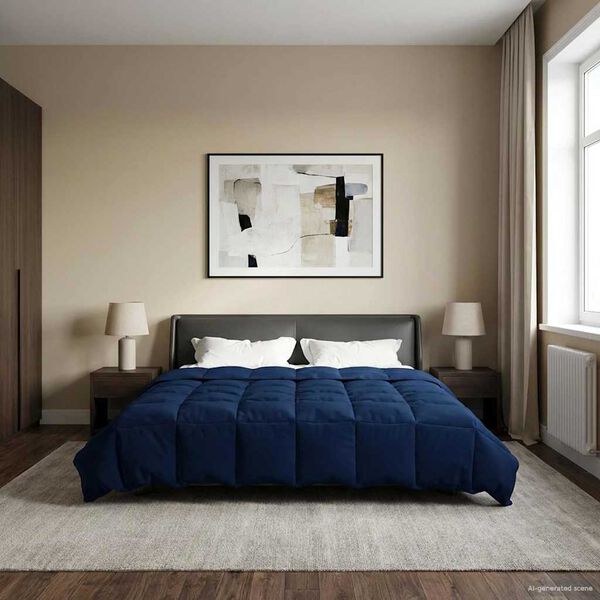 vidaXL Ljetni pokrivač &Scaron;onerisan Tamno plava 220 x 240 cm Mikrovlakna