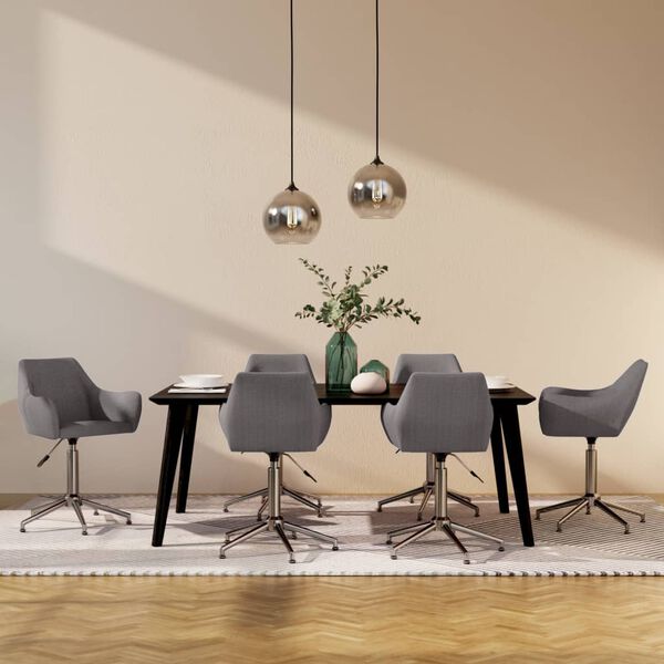 vidaXL Okretne blagovaonske stolice od tkanine 6 kom svjetlosive