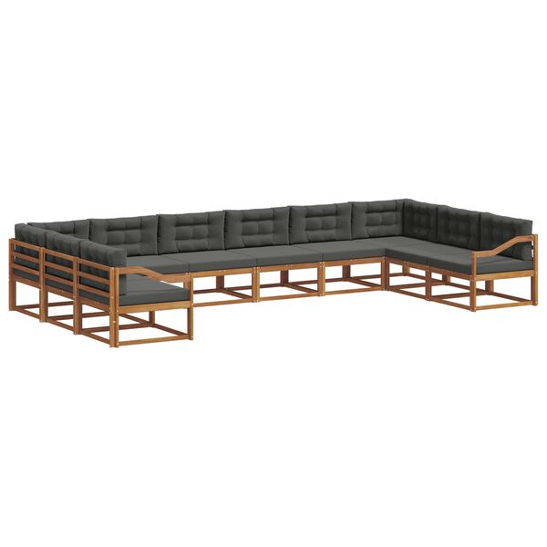 vidaXL Set vanjskih sofa s jastukom 10 pcs Prirodna i antracit