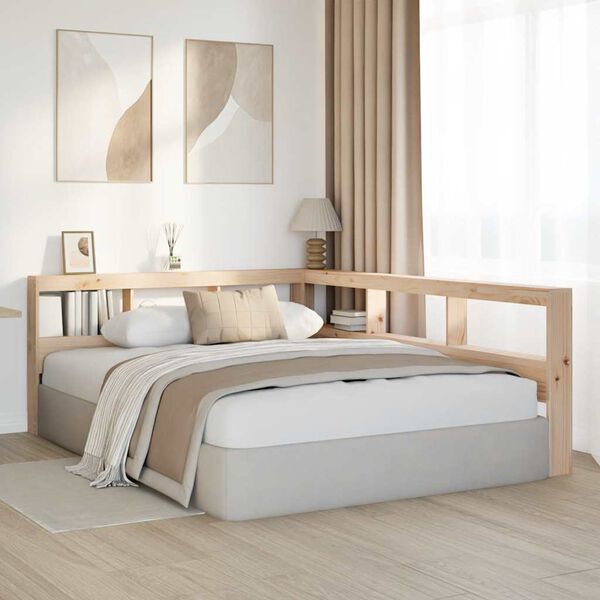 vidaXL Polica za knjige uzglavlje L-oblika 135 cm borovine