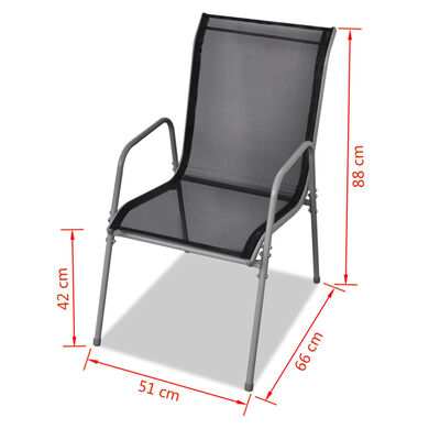 vidaXL Vrtne stolice 6 kom čelik i tekstilen crne