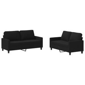 vidaXL 2-dijelni set sofa s jastucima crni od tkanine