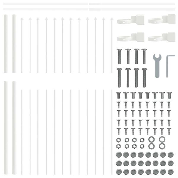 vidaXL Vrtna Ograda Bijelo 1,7 x 1,5 m Čelik s prahom
