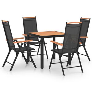 vidaXL 5-dijelni vrtni blagovaonski set aluminijski crni