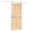vidaXL Klizna vrata Prirodna i bijela 90 x 210 cm Čvrsta borovina