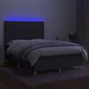 vidaXL Krevet box spring s madracem LED tamnosivi 140x200 cm tkanina