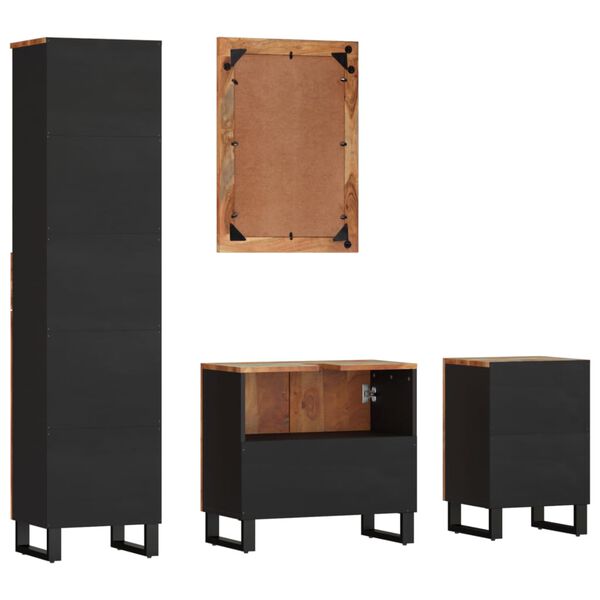 vidaXL 4-dijelni set kupaonskog namještaja masivno obnovljeno drvo