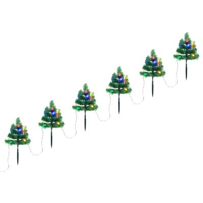 vidaXL Božićna drvca za stazu 6 kom sa šarenim LED žaruljama 45 cm PVC
