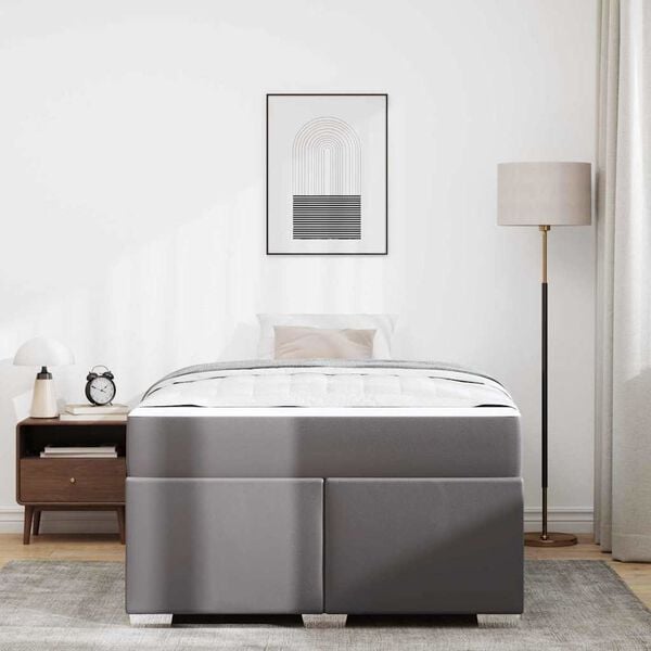 vidaXL Krevetna konstrukcija s madracem Siva 120 x 190 cm tkanina