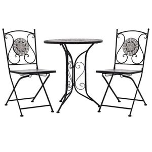 vidaXL 3-dijelni mozaični bistro set s keramičkim pločicama sivi