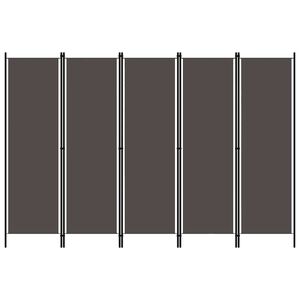 vidaXL Sobna pregrada s 5 panela antracit 250 x 180 cm