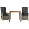 vidaXL 3-dijelni bistro set od poliratana s jastucima sivi