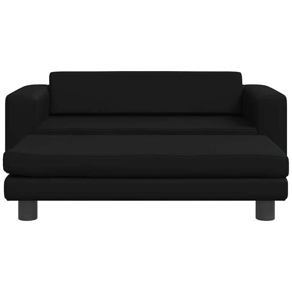 vidaXL Dječja sofa s tabureom crna 100 x 50 x 30 cm od umjetne kože