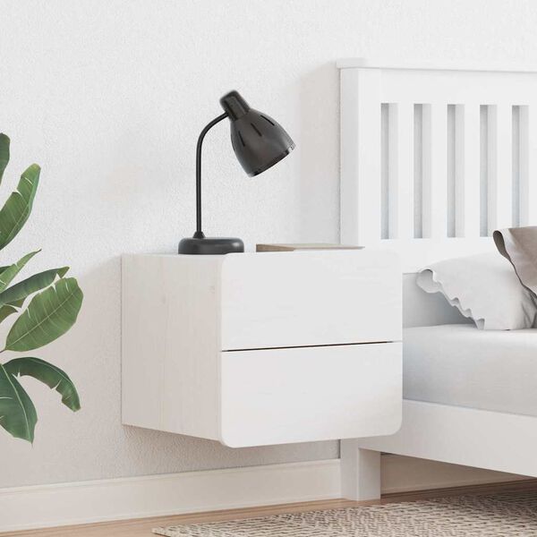 vidaXL Noćni ormarić 2 pcs Bijelo 39 x 34 x 33 cm Masivna borovina