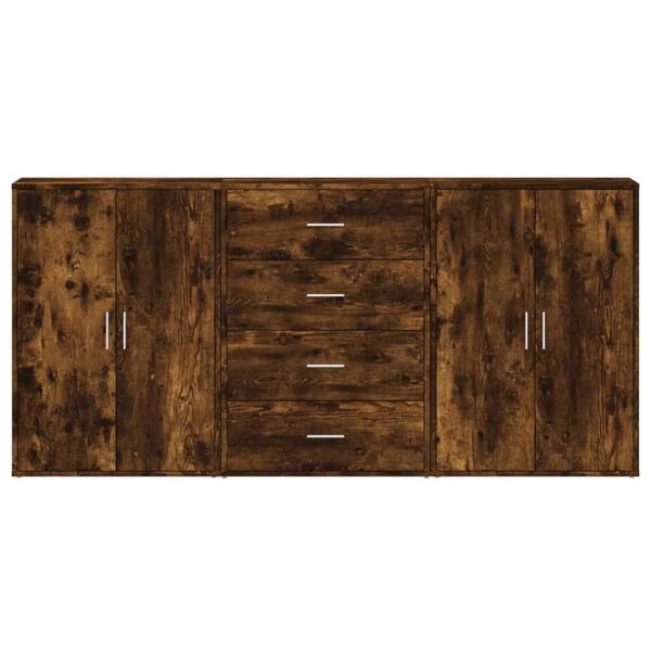 vidaXL Komoda 3 kom boja dimljenog hrasta 60x31x84cm konstruirano drvo