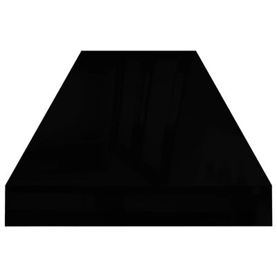 vidaXL Plutajuće zidne police 2 kom sjajne crne 90 x 23,5 x 3,8 cm MDF