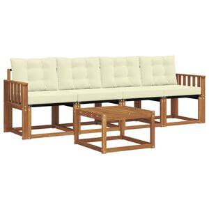 vidaXL Set vanjskih sofa s jastukom 5 pcs Prirodna i krem