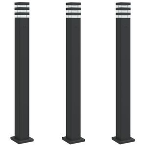 vidaXL Vanjske podne svjetiljke sa utičnicom 3kom crne 110cm aluminij