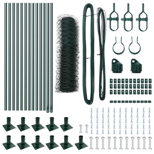 vidaXL Ograda s stupovima Zelena 0.4 x 25 m Čelik prekriven PVC-om