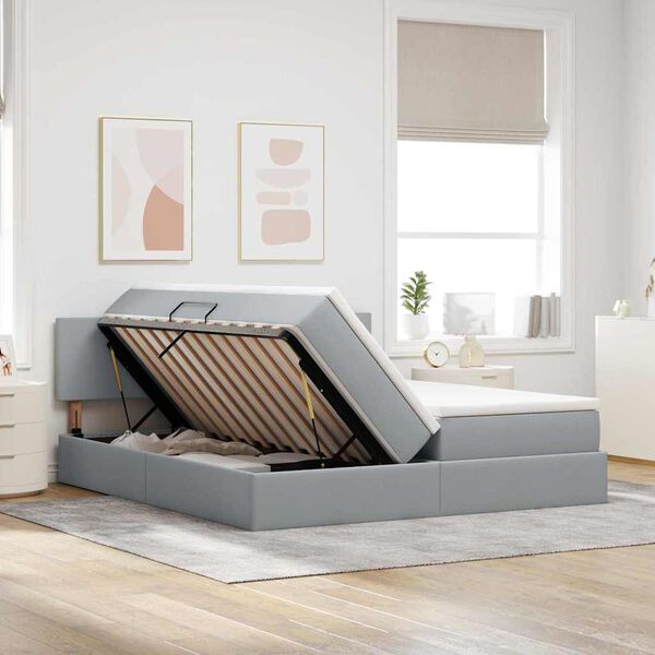 vidaXL Krevet s od storage Svijetlo siva 180 x 200 cm Lažna koža