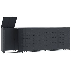 vidaXL Spremi&scaron;te za 5 kante za otpad antracit 345x79x117 cm čelično