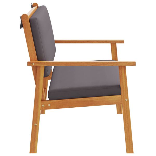 vidaXL Vrtna klupa s jastukom Antracit Čvrsto drvo akacije