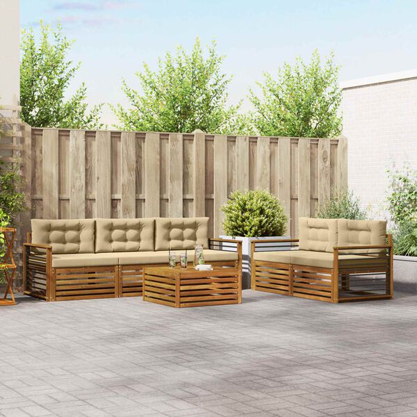 vidaXL Set vanjskih sofa s jastukom 6 pcs Prirodna i bež