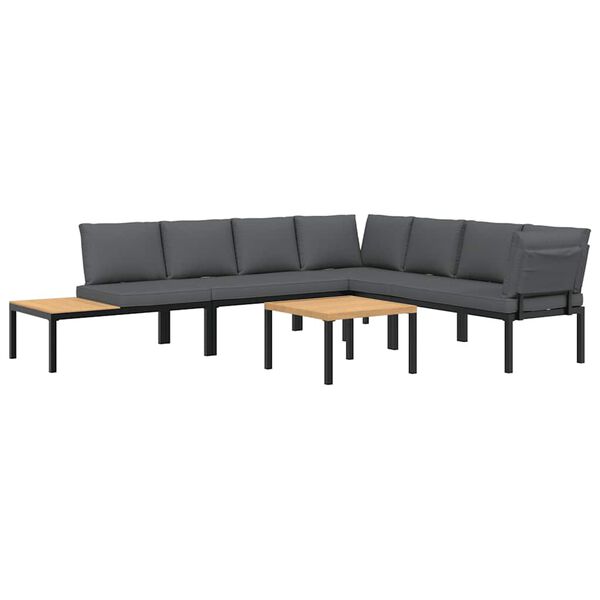 vidaXL 5-dijelni set vrtnih sofa s jastucima crni aluminijski