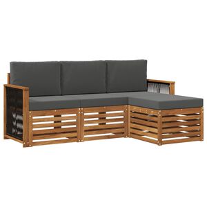 vidaXL Set vanjskih sofa s jastukom 4 pcs Prirodna i antracit