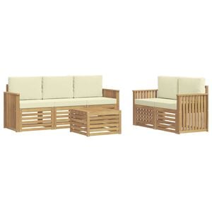 vidaXL Set vanjskih sofa 6 kom. Bijela i krem Poliester