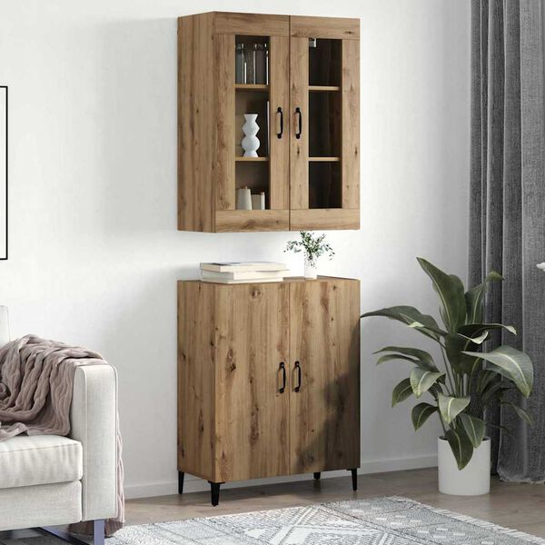 vidaXL Highboard 2 pcs Umjetnički hrast Konstruirano drvo