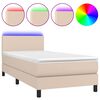 vidaXL Krevet box spring madrac LED cappuccino 90x200cm umjetna koža