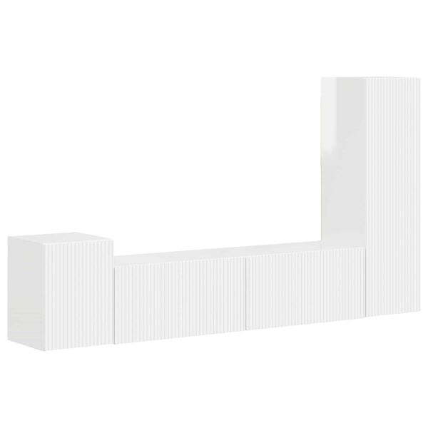 vidaXL Set TV komoda Zidne 4 pcs Visoki sjaj bijela Konstruirano drvo