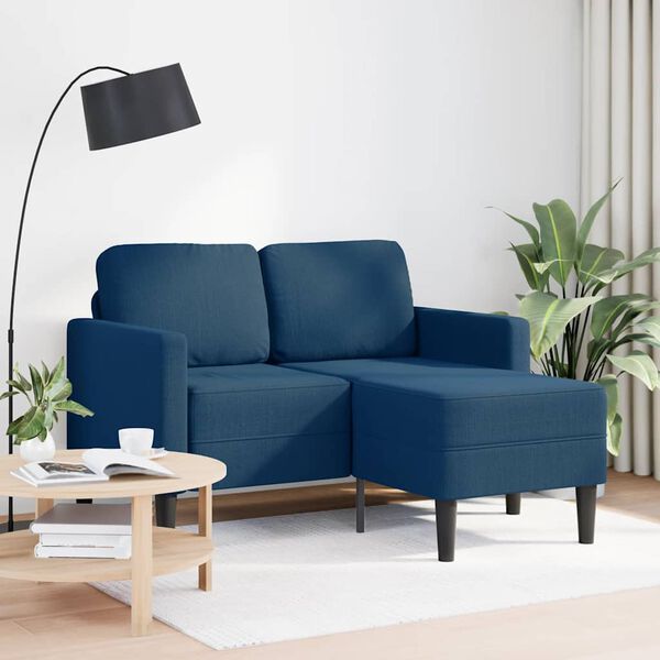 vidaXL Sofa 2-sjed s ležaljkom u obliku slova L plava 125 cm tkanina