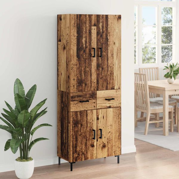 vidaXL Highboard Zidne Staro drvo 69,5 x 34 x 180 cm Konstruirano drvo