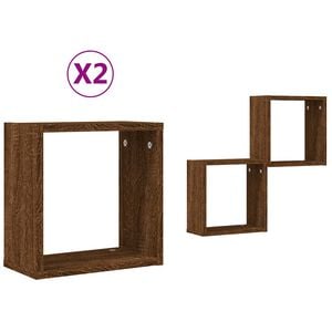 vidaXL Zidne kockaste police 2 kom smeđi hrast 30x15x30 cm