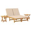 vidaXL Ležaljka s jastukom Bež Čvrsto drvo akacije