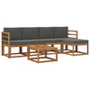 vidaXL Set vanjskih sofa 6 pcs Prirodna i antracit Čvrsto drvo akacije