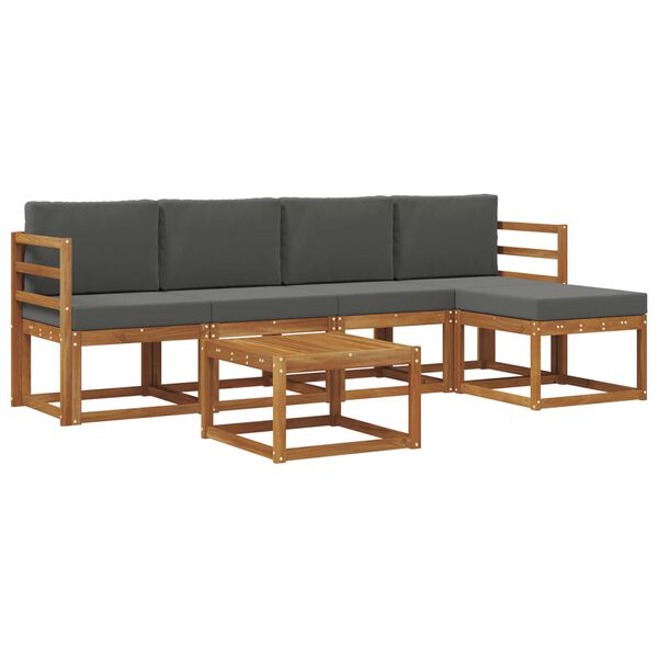 vidaXL Set vanjskih sofa 6 pcs Prirodna i antracit Čvrsto drvo akacije