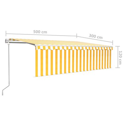 vidaXL Automatska tenda na uvlačenje s roletom 5 x 3 m žuto-bijela