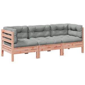 vidaXL 3-dijelni set vrtnih sofa s jastucima masivno drvo duglazije