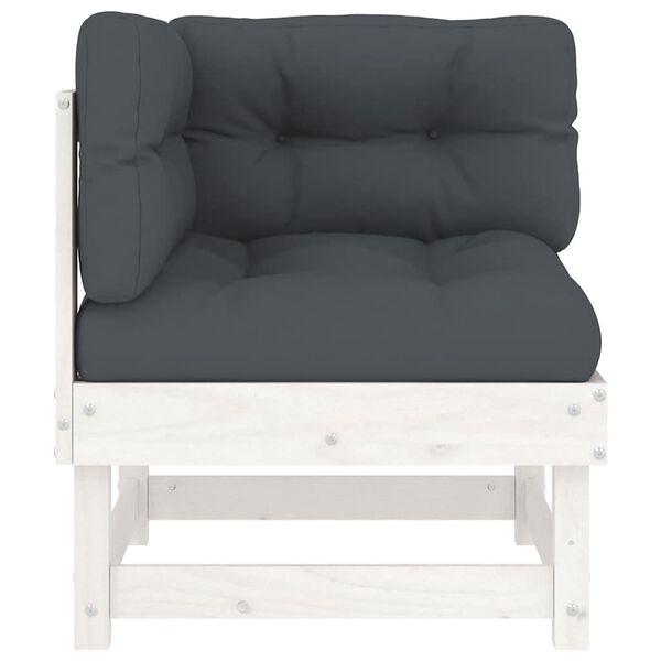 vidaXL Kutna sofa od masivne borovine s jastucima bijela