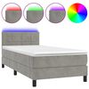 vidaXL Krevet box spring s madracem LED svjetlosivi 90x200 cm bar&scaron;un