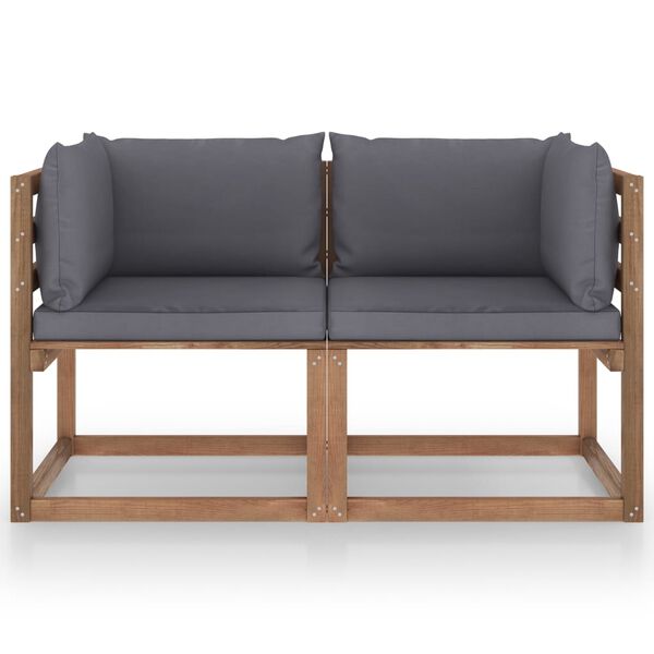 vidaXL Vrtni dvosjed od paleta od borovine s antracit jastucima