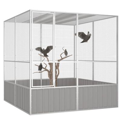 vidaXL Kavez za ptice sivi 213,5x217,5x211,5 cm od pocinčanog čelika