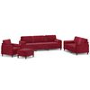vidaXL 4-dijelni set sofa s jastucima crvena boja vina bar&scaron;unasti