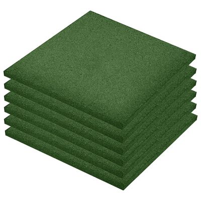 vidaXL Ploče za zaštitu od pada 6 kom gumene 50 x 50 x 3 cm zelene