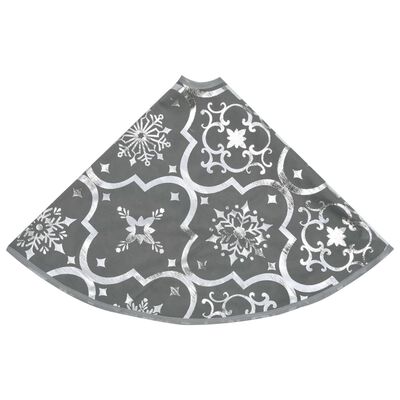 vidaXL Luksuzna podloga za božićno drvce s čarapom siva 150 cm tkanina