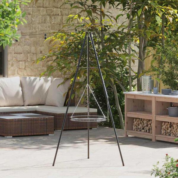 vidaXL Tripod za logorsku vatru 2 pcs Crna Čelik