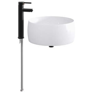 vidaXL Umivaonik s slavinom i odvodom Mat Crna 38,5 x 38,5 x 16 cm